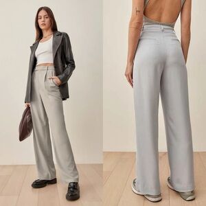 REFORMATION • the Jordana high rise wide leg pants pleated • size 4 • gray